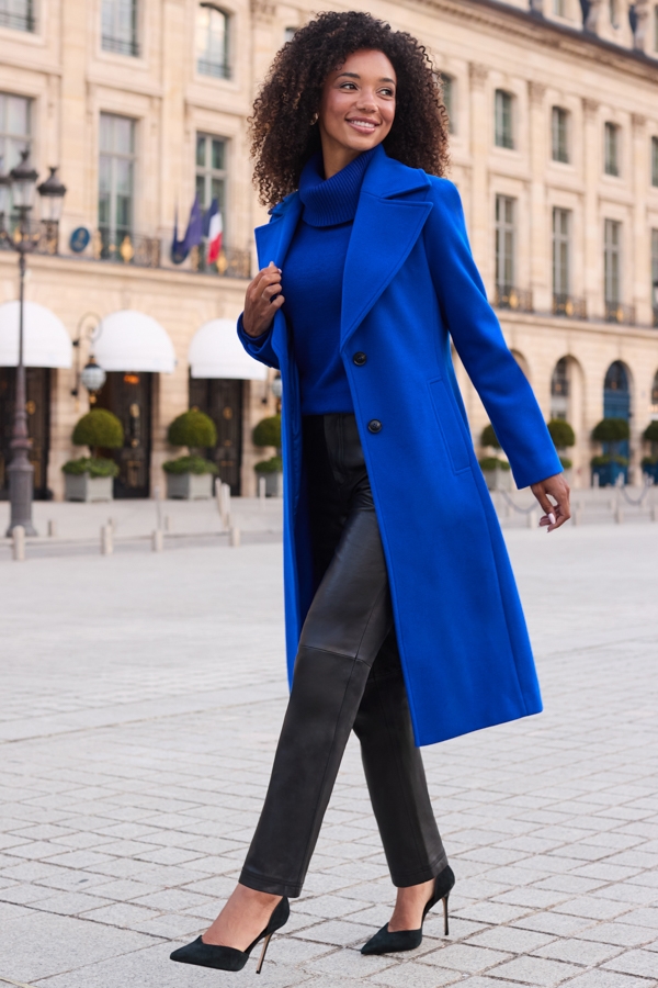 Cobalt Blue Coat With Structured Shoulders