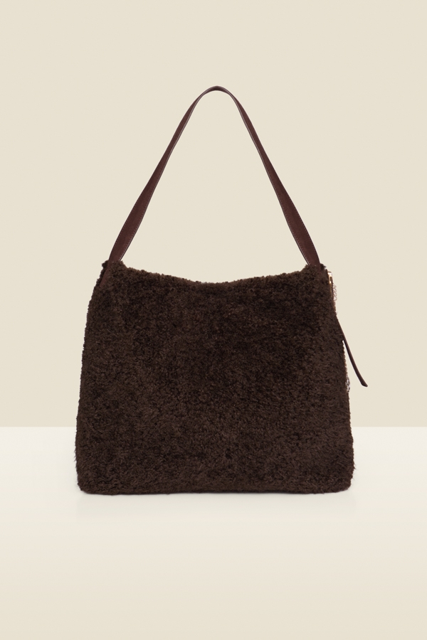 Chocolate Brown Borg Shoulder Bag