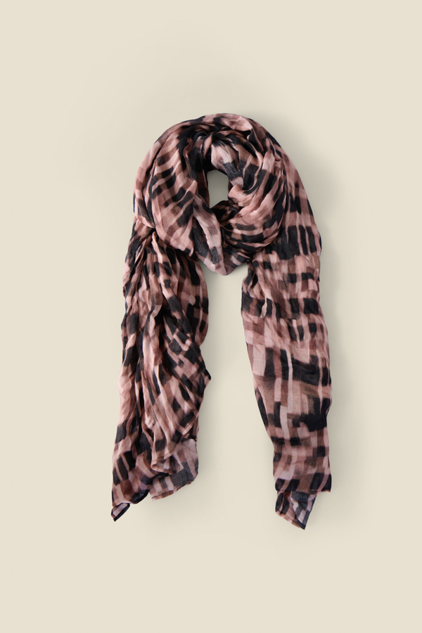 Brown Abstract Check Print Scarf