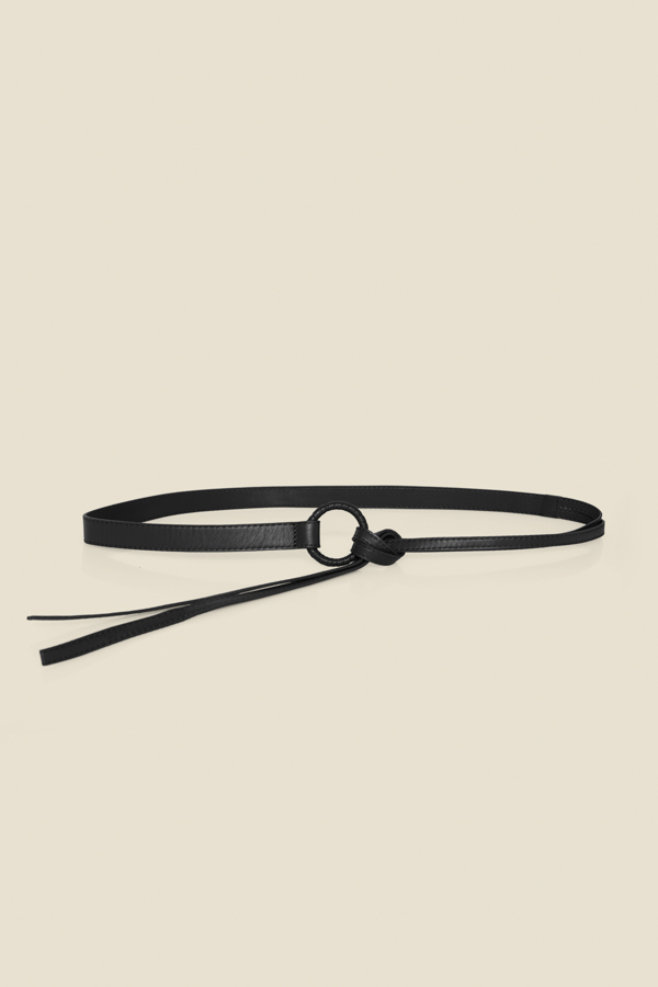 Dark Brown Leather Belt With Ring Tie Fastening