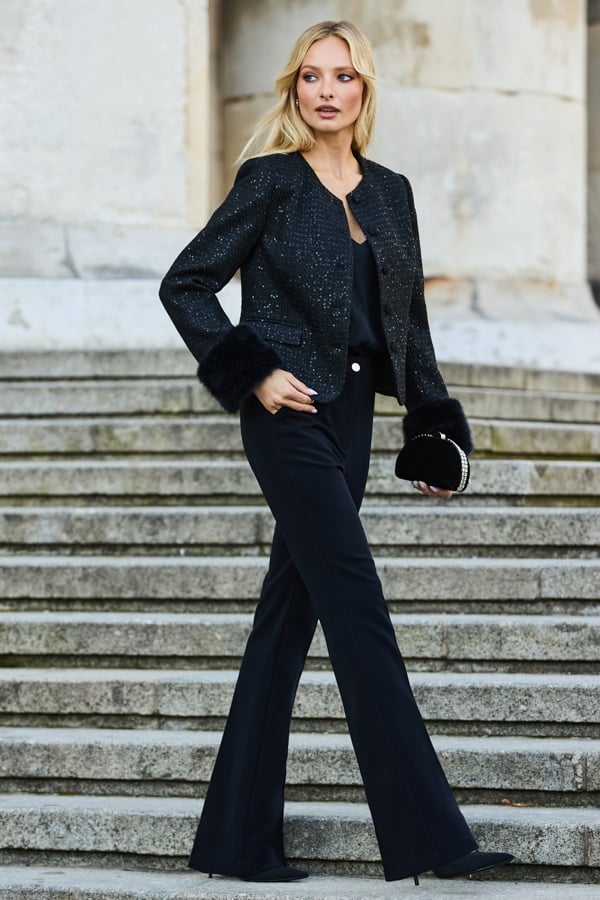 Black Kick Flare Trousers