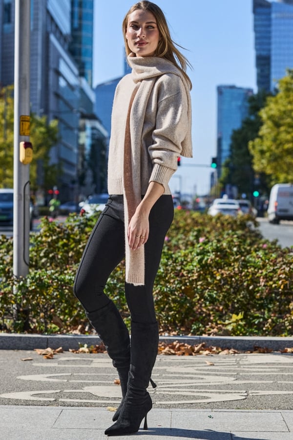 Black Ponte Seam Detail Leggings