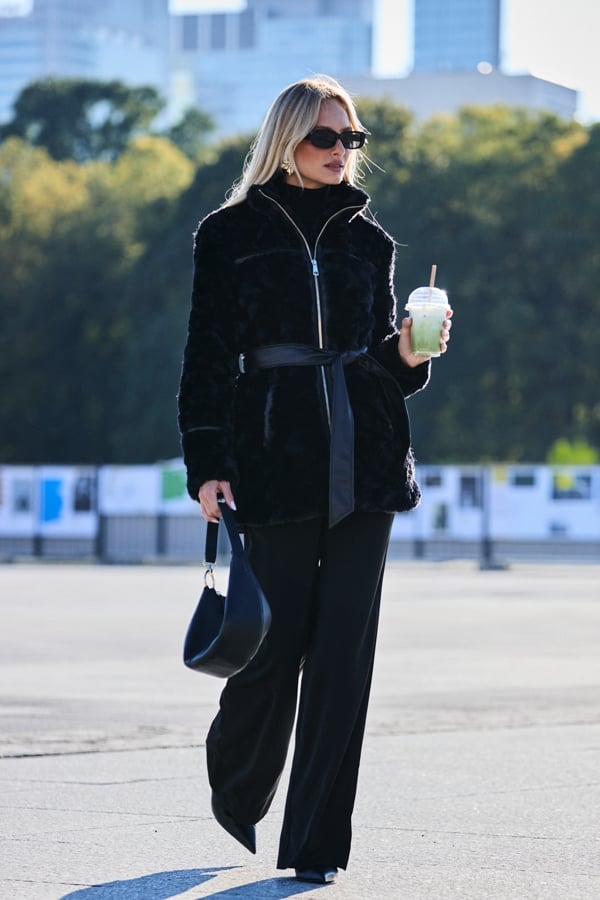 Petite Black Fluid Wide Leg Trousers