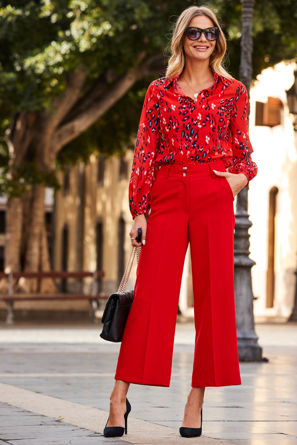 Red Culotte Trousers With Pockets