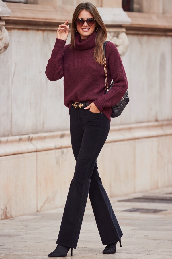 Black Velvet Kick Flare Jeans