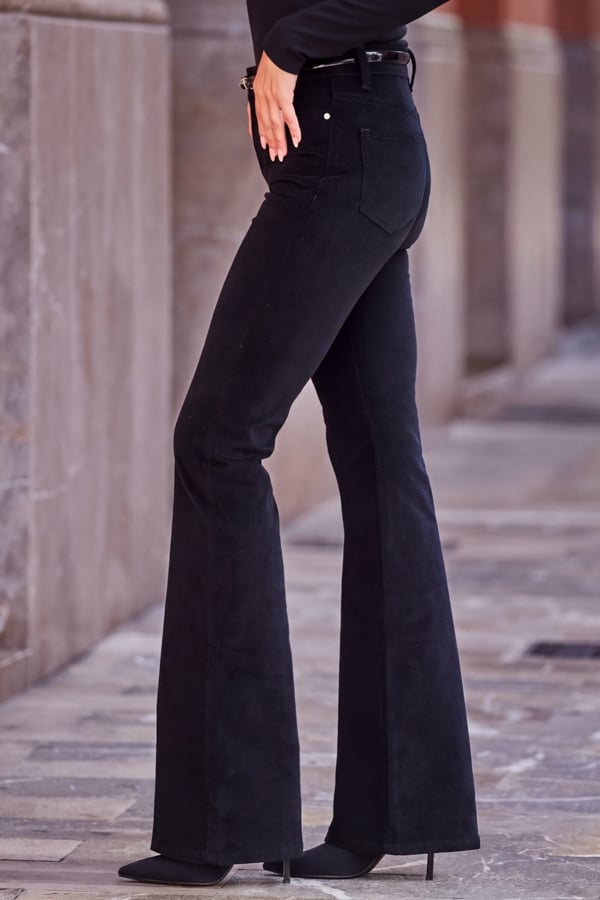 Black Velvet Kick Flare Jeans