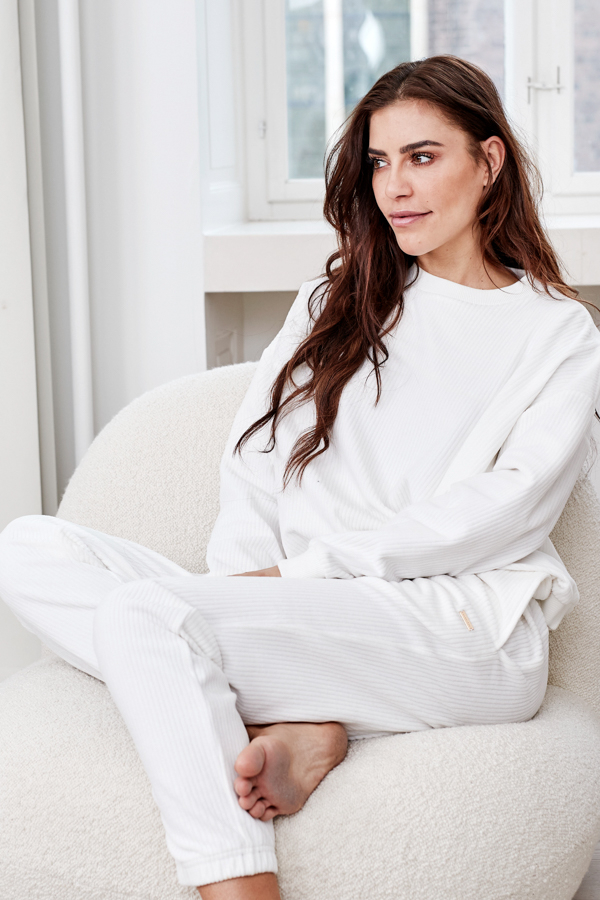 Marley Ivory Super Soft Rib Slim Fit Joggers